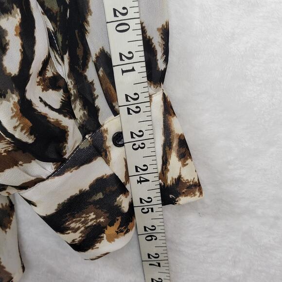2X Blouse VNeck Animal Button Up Flowy Sheer Long Sleeve Tunic Top Office Career - Picture 12 of 12